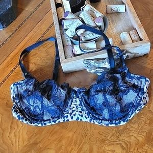 Victoria Secret unlined Demi Cheetah and lace bra 34C